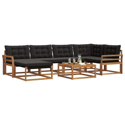 Set di divani da esterno con cuscino 19 pcs Naturale e Nero