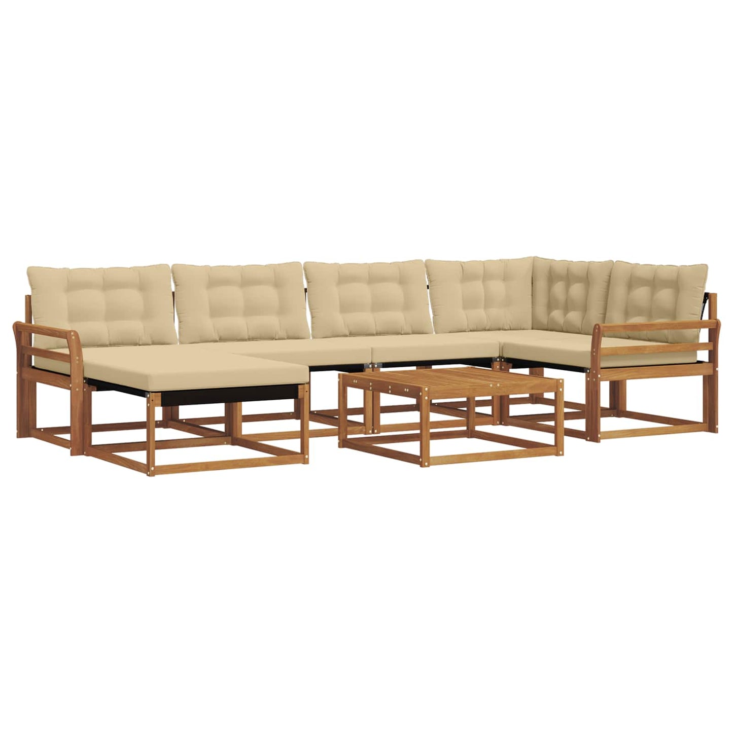 Set di divani da esterno con cuscino 19 pcs Naturale e Beige