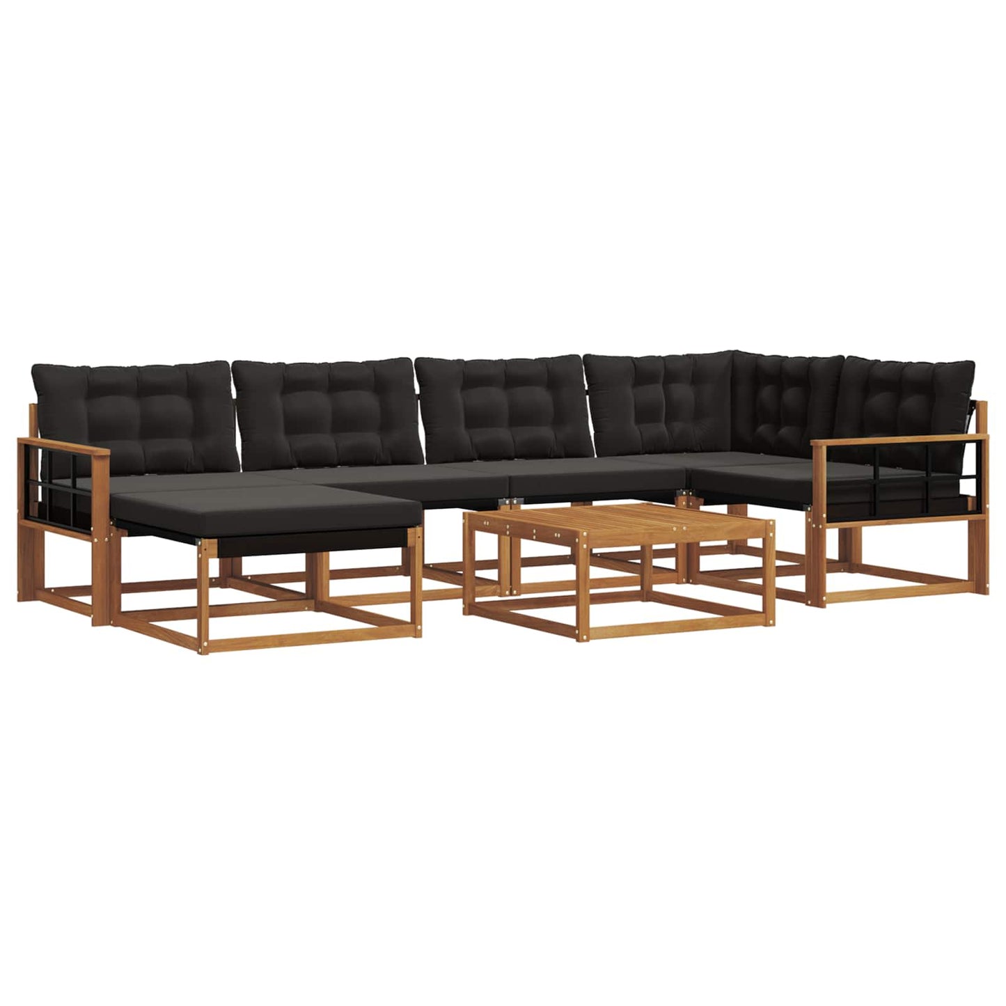 Set di divani da esterno con cuscino 19 pcs Naturale e Nero