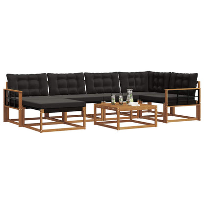 Set di divani da esterno con cuscino 19 pcs Naturale e Nero