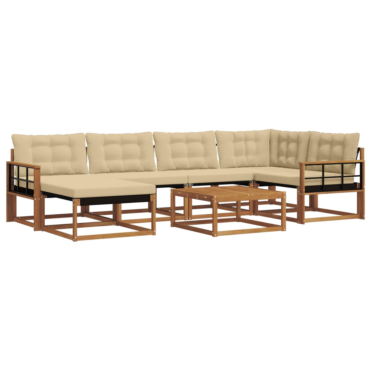 Set di divani da esterno con cuscino 19 pcs Naturale e Beige