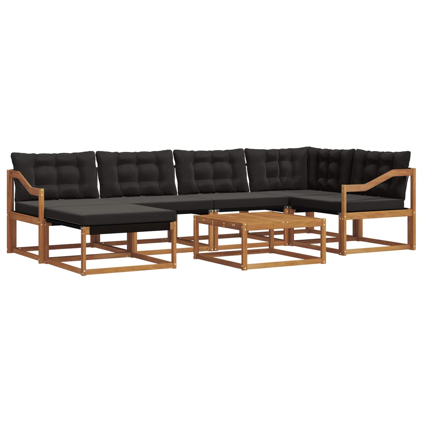 Set di divani da esterno con cuscino 19 pcs Naturale e Nero