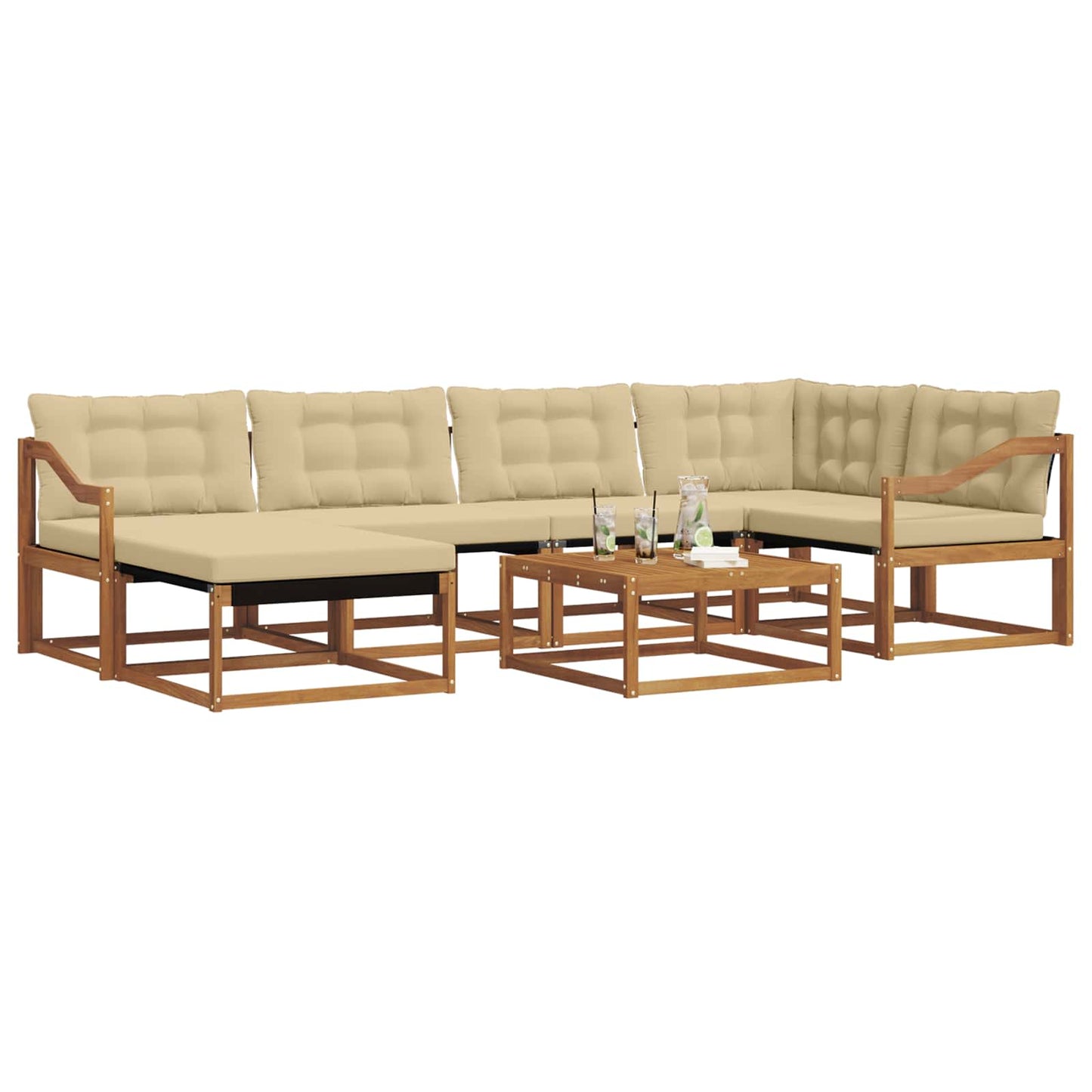 Set di divani da esterno con cuscino 19 pcs Naturale e Beige