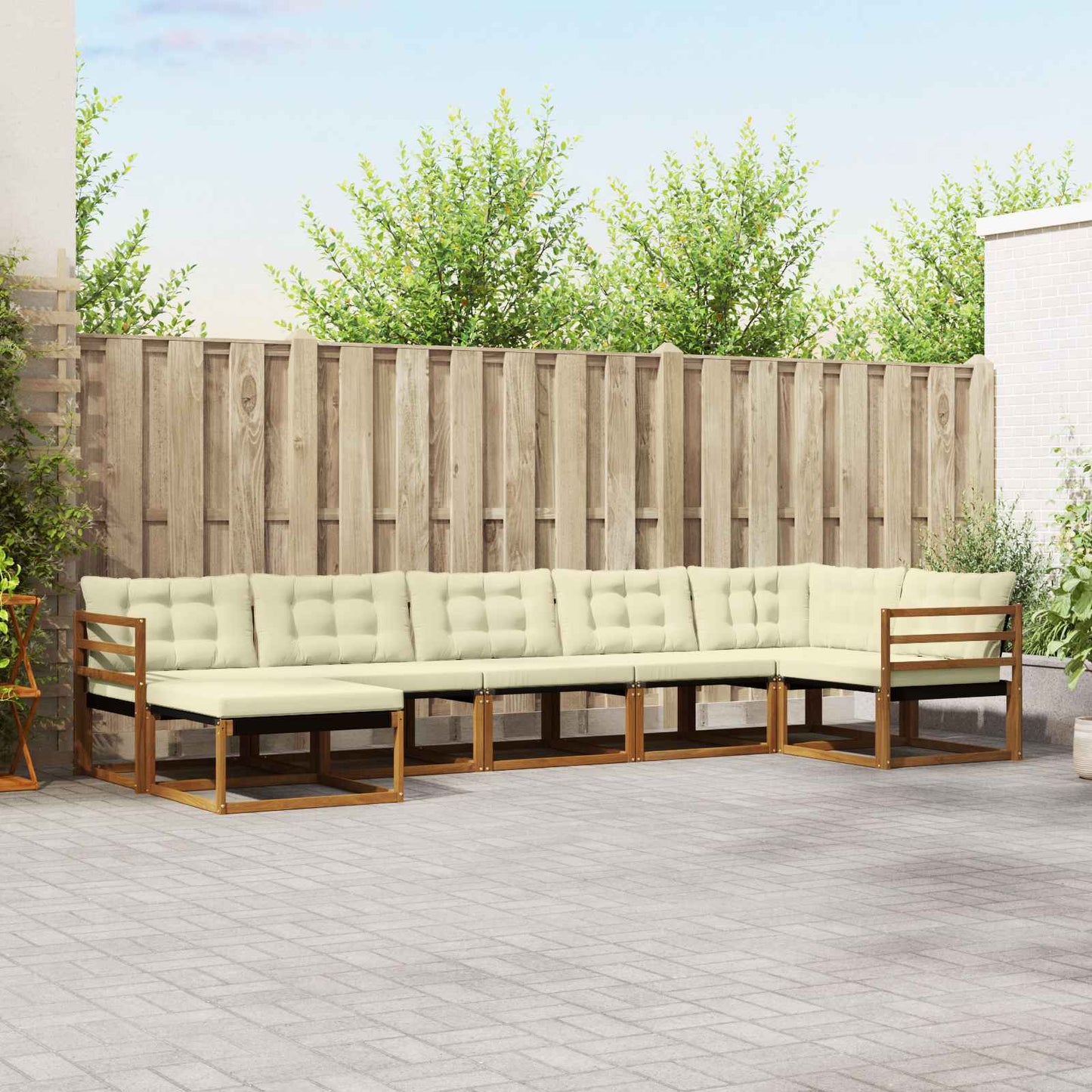 Set di divani da esterno con cuscino 21 pcs Naturale e Crema