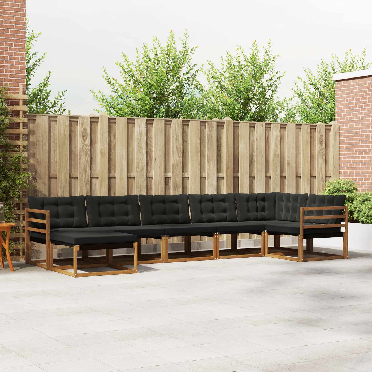 Set di divani da esterno con cuscino 21 pcs Naturale e Nero