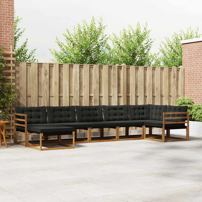 Set di divani da esterno con cuscino 21 pcs Naturale e Nero