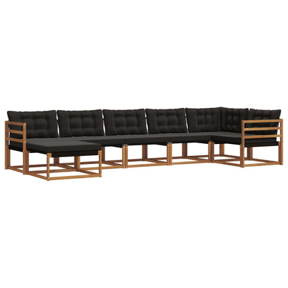 Set di divani da esterno con cuscino 21 pcs Naturale e Nero