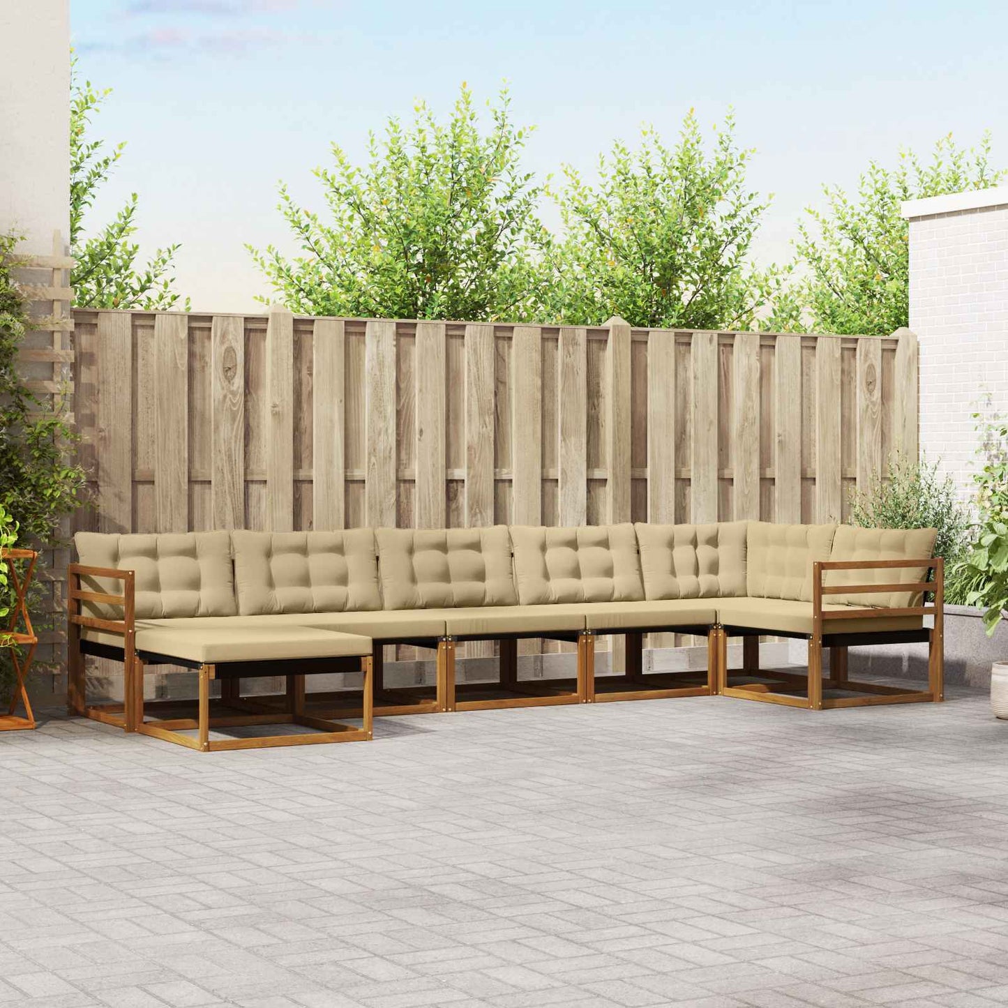 Set di divani da esterno con cuscino 21 pcs Naturale e Beige