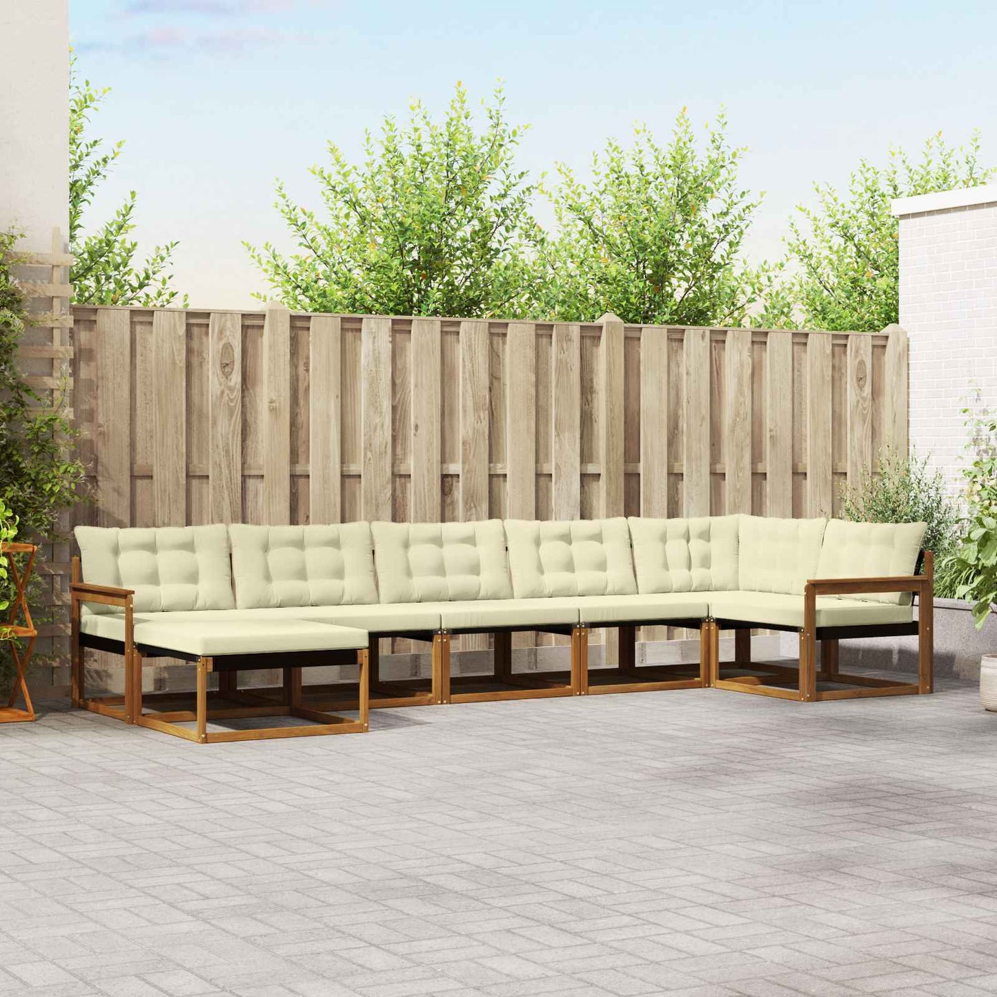 Set di divani da esterno con cuscino 21 pcs Naturale e Crema