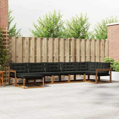 Set di divani da esterno con cuscino 21 pcs Naturale e Nero