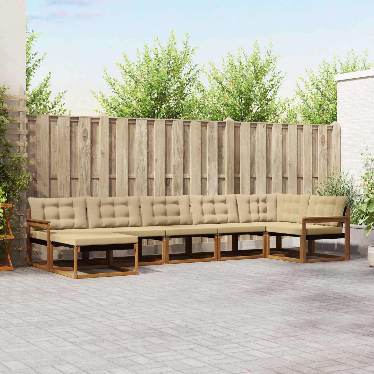 Set di divani da esterno con cuscino 21 pcs Naturale e Beige