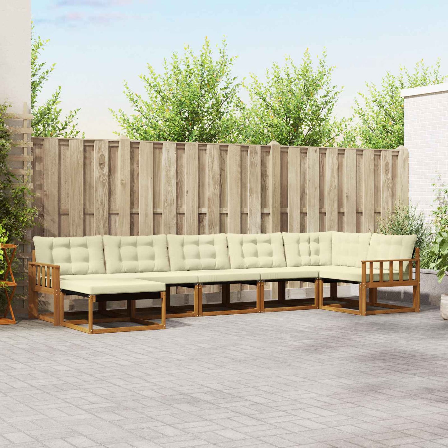 Set di divani da esterno con cuscino 21 pcs Naturale e Crema