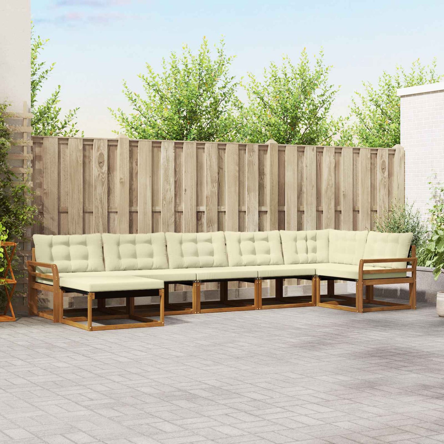 Set di divani da esterno con cuscino 21 pcs Naturale e Crema