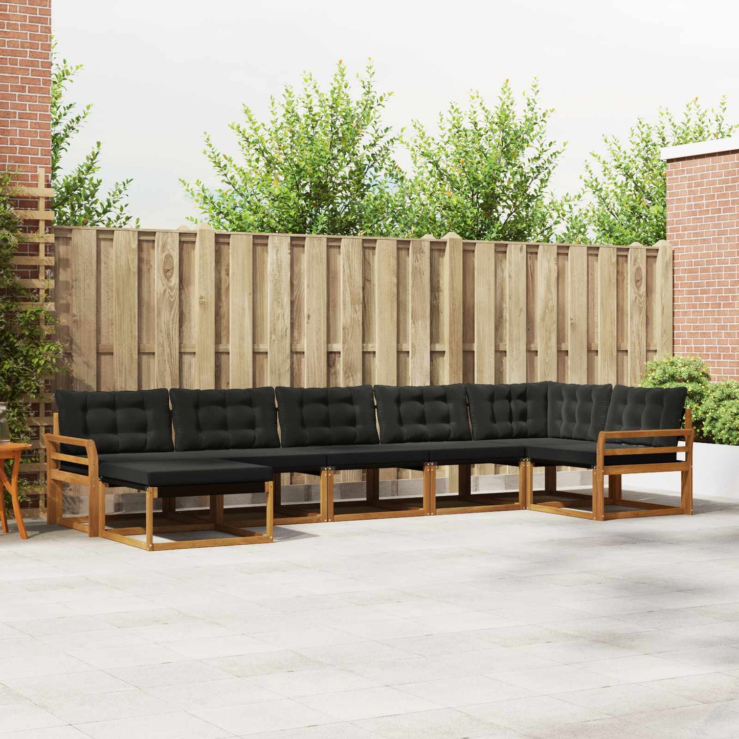 Set di divani da esterno con cuscino 21 pcs Naturale e Nero