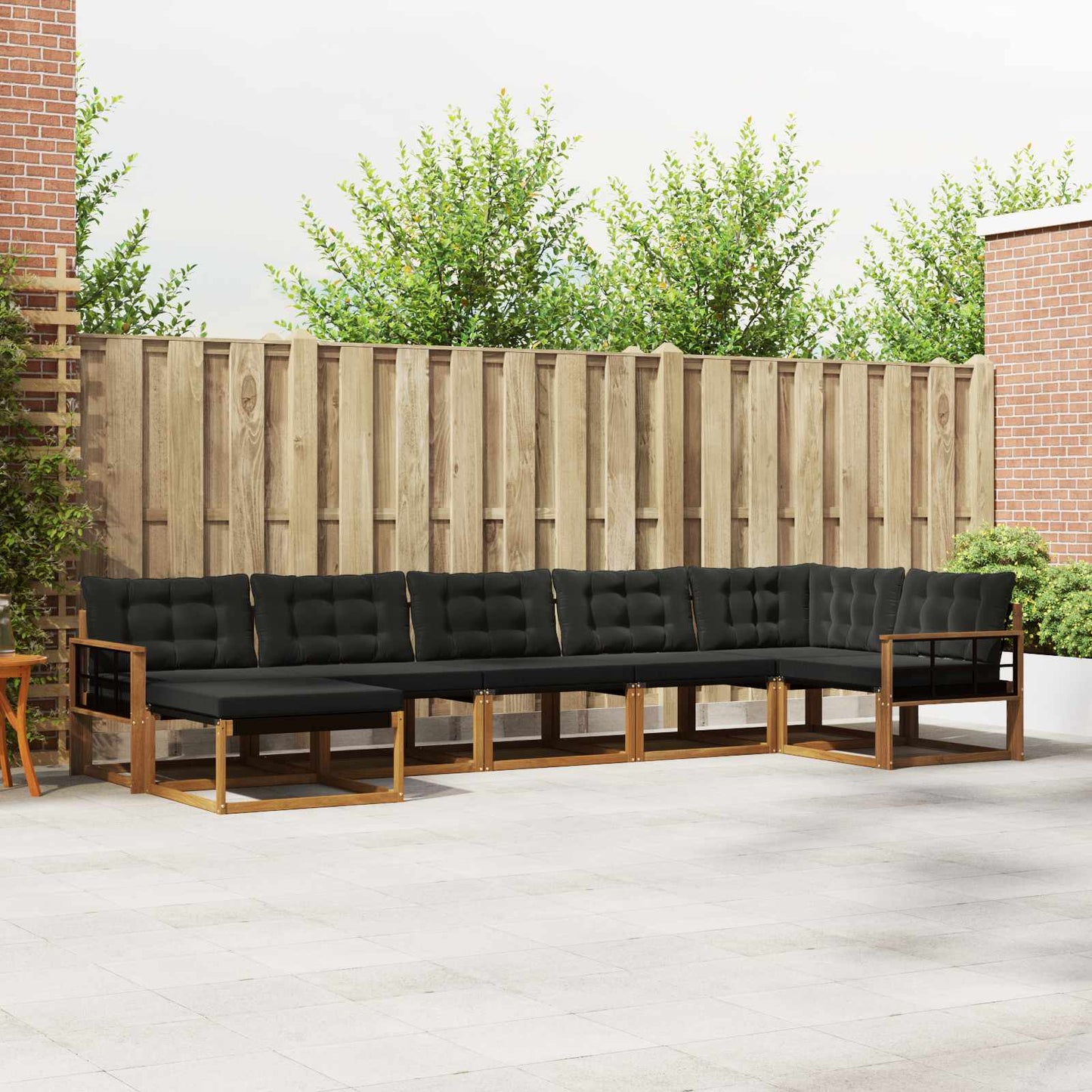 Set di divani da esterno con cuscino 21 pcs Naturale e Nero