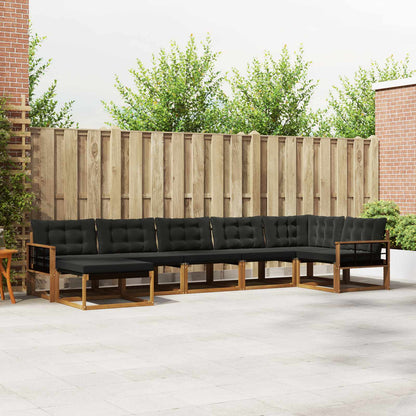 Set di divani da esterno con cuscino 21 pcs Naturale e Nero