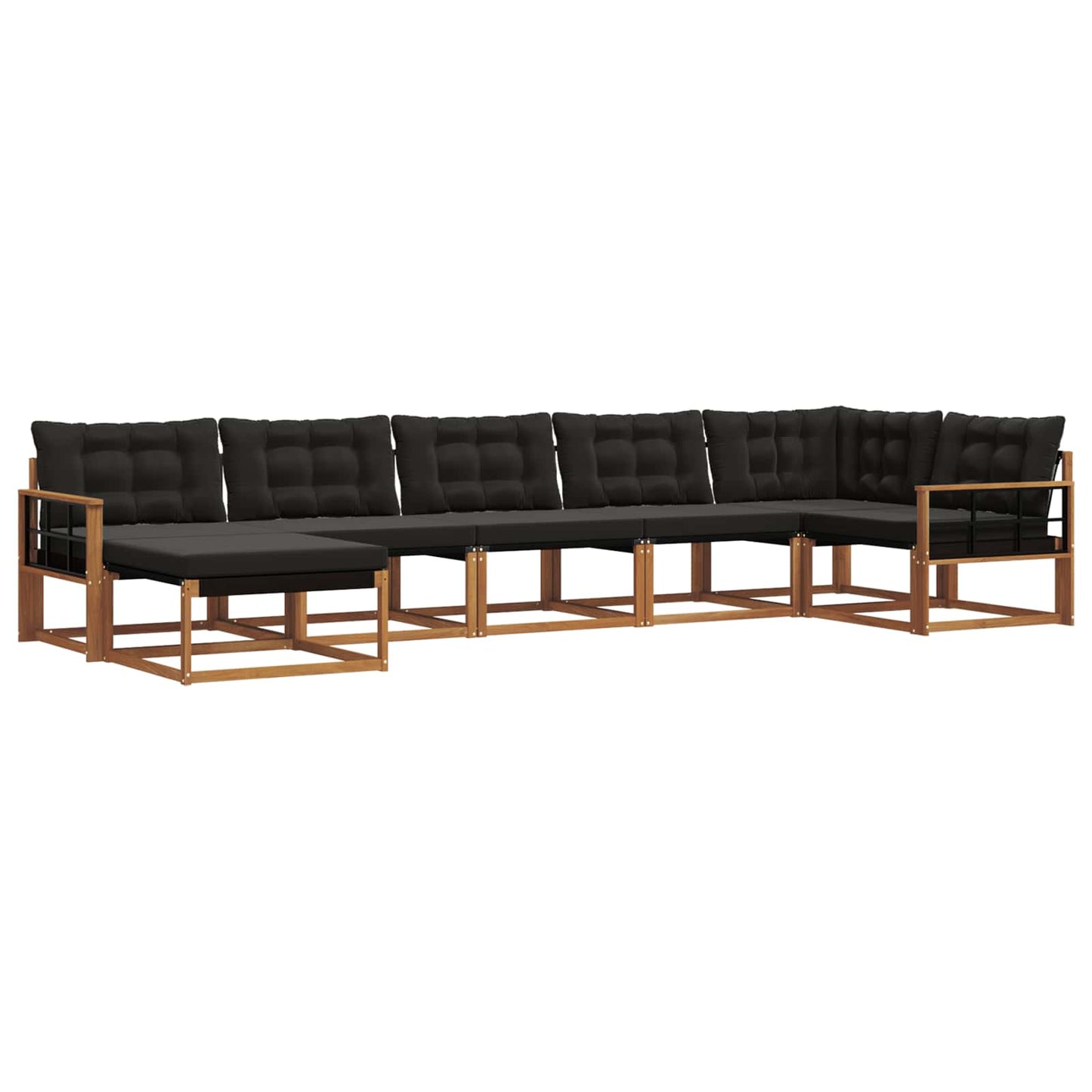 Set di divani da esterno con cuscino 21 pcs Naturale e Nero