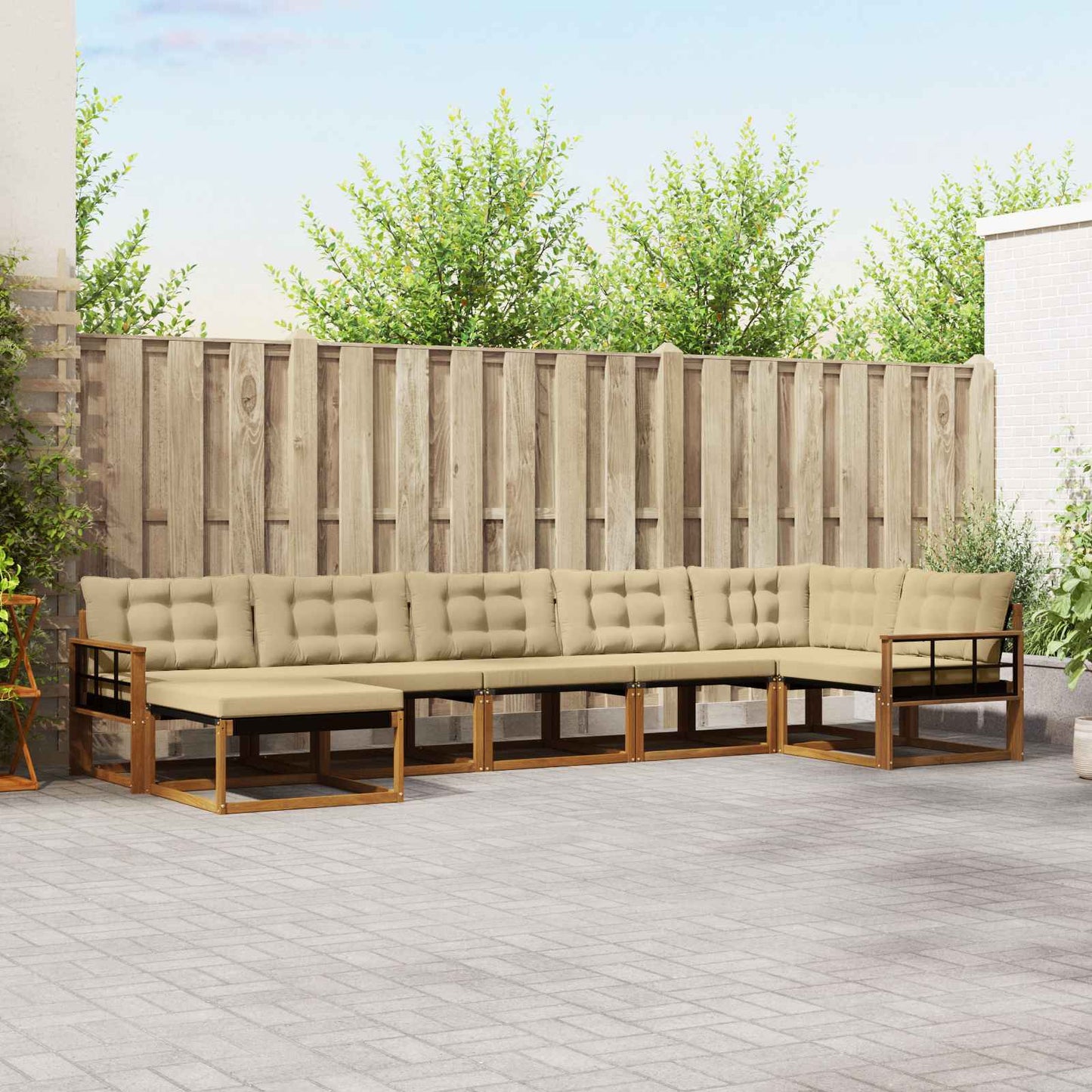 Set di divani da esterno con cuscino 21 pcs Naturale e Beige