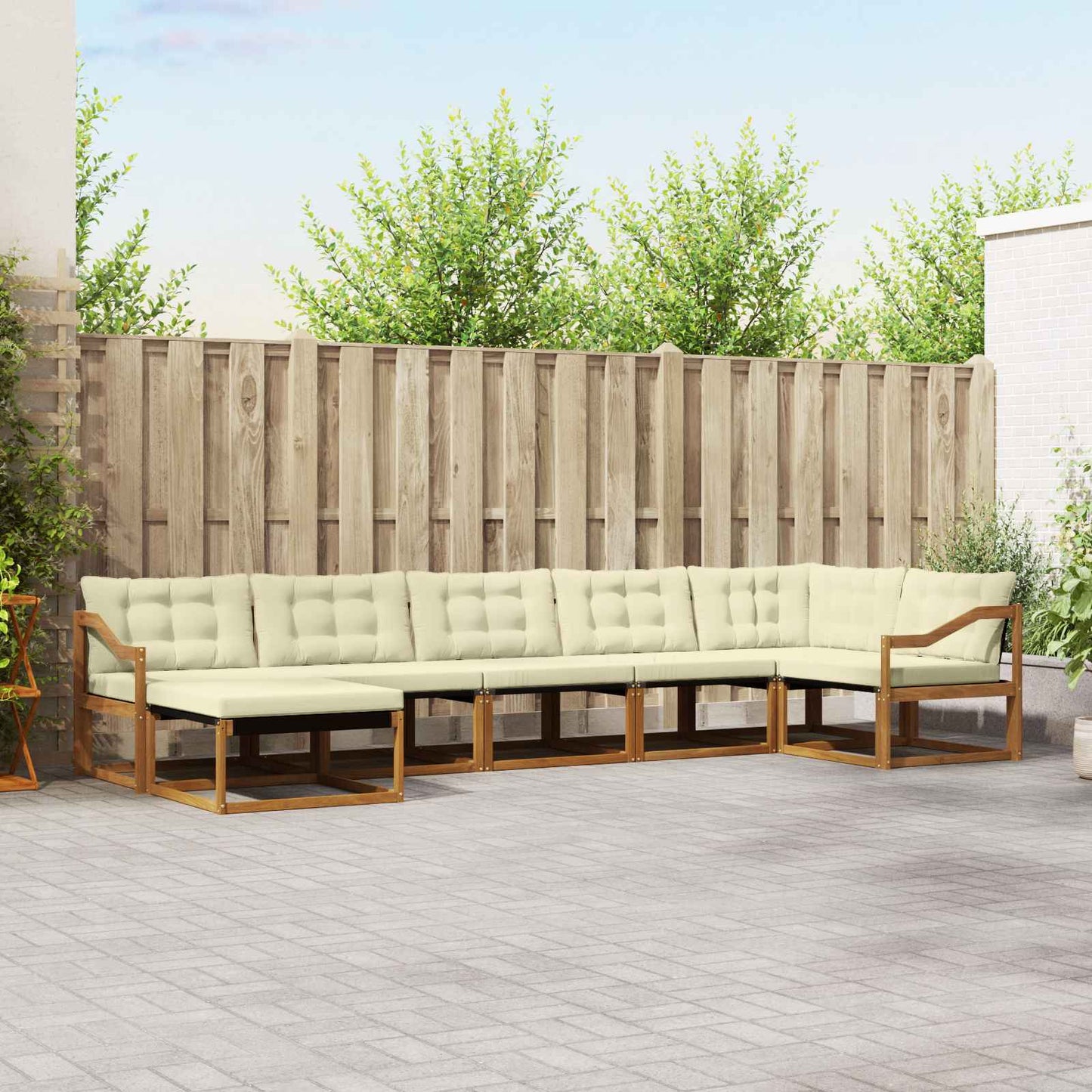 Set di divani da esterno con cuscino 21 pcs Naturale e Crema