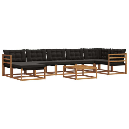 Set di divani da esterno con cuscino 22 pcs Naturale e Nero