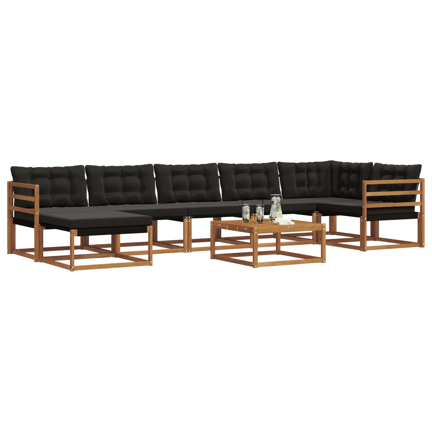 Set di divani da esterno con cuscino 22 pcs Naturale e Nero