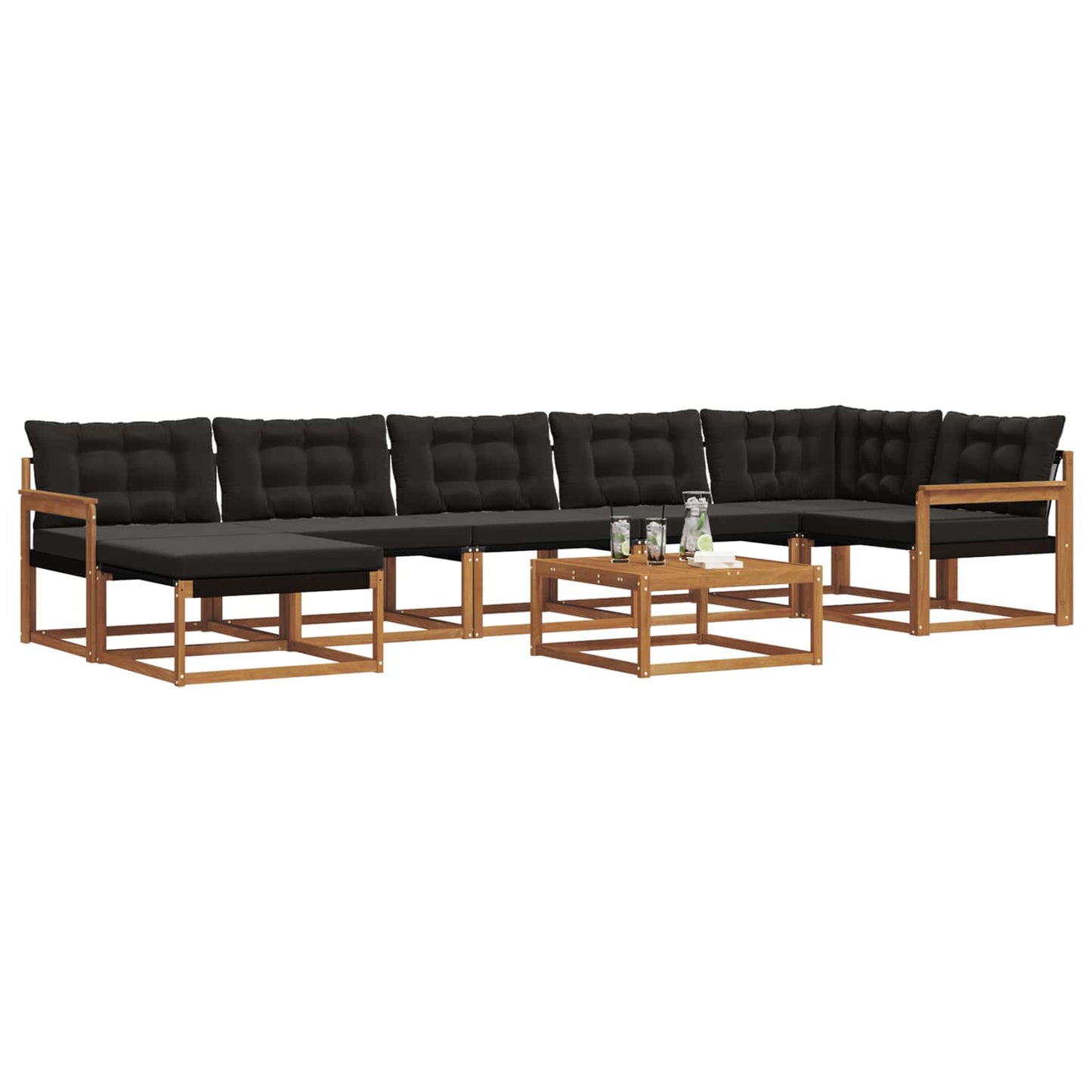 Set di divani da esterno con cuscino 22 pcs Naturale e Nero