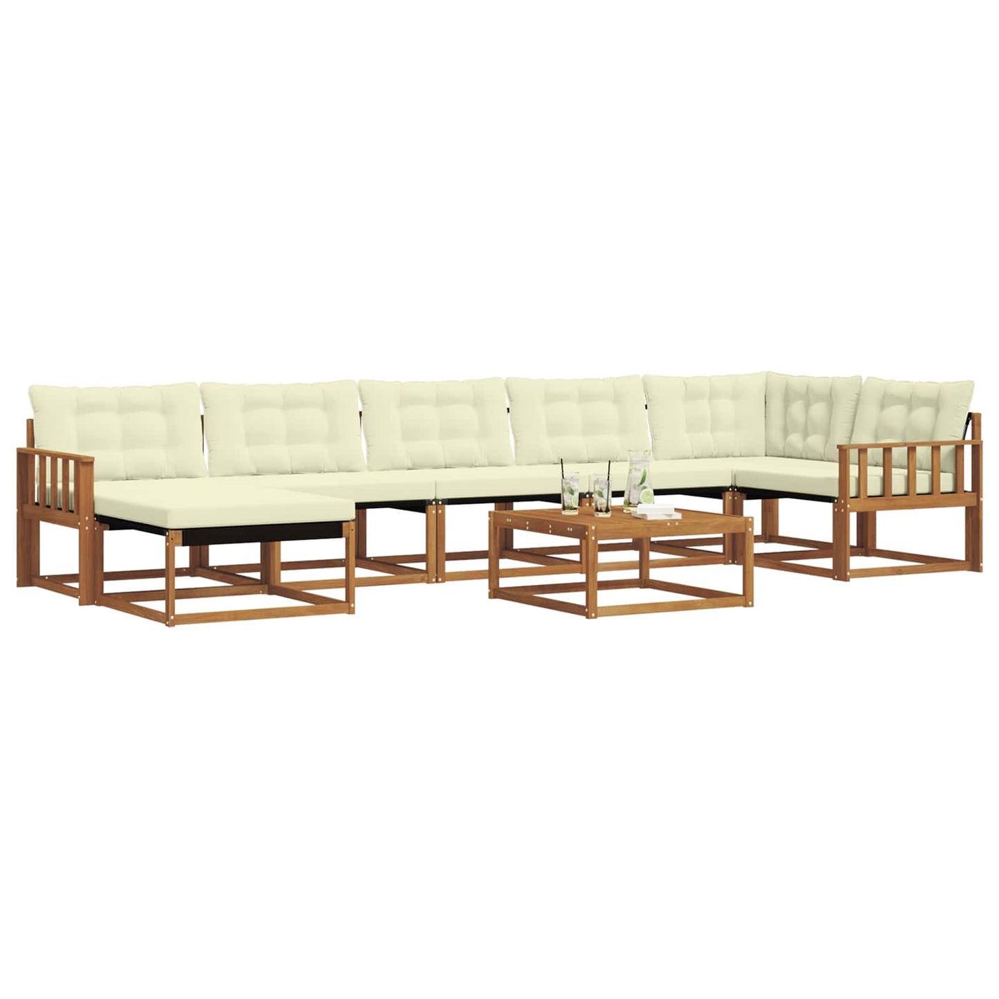 Set di divani da esterno con cuscino 22 pcs Naturale e Crema