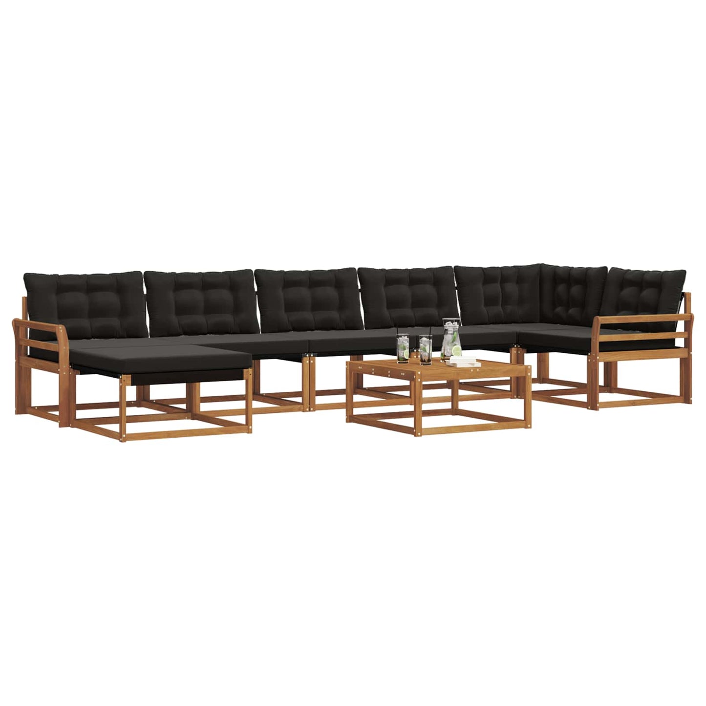 Set di divani da esterno con cuscino 22 pcs Naturale e Nero