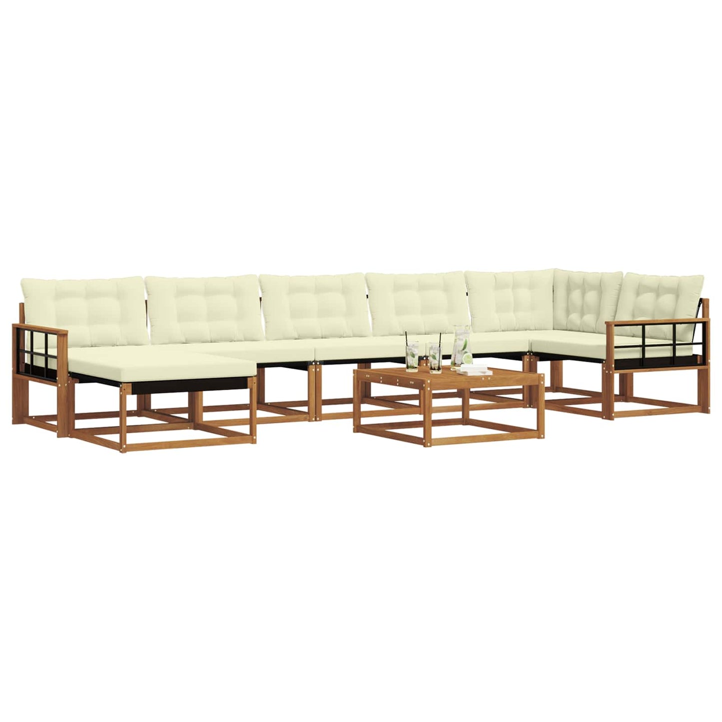 Set di divani da esterno con cuscino 22 pcs Naturale e Crema