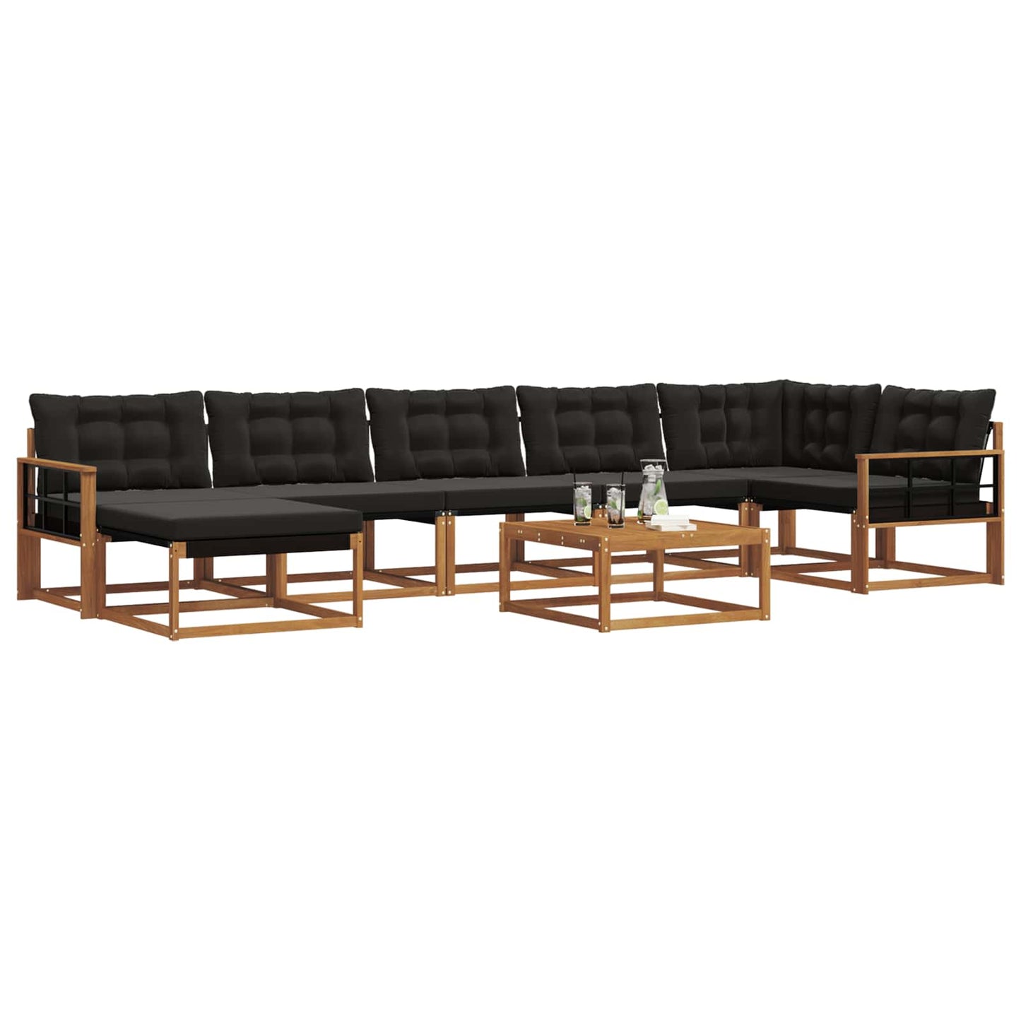 Set di divani da esterno con cuscino 22 pcs Naturale e Nero