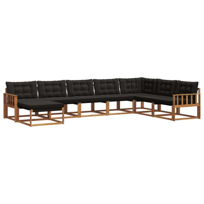 Set di divani da esterno con cuscino 24 pcs Naturale e Nero