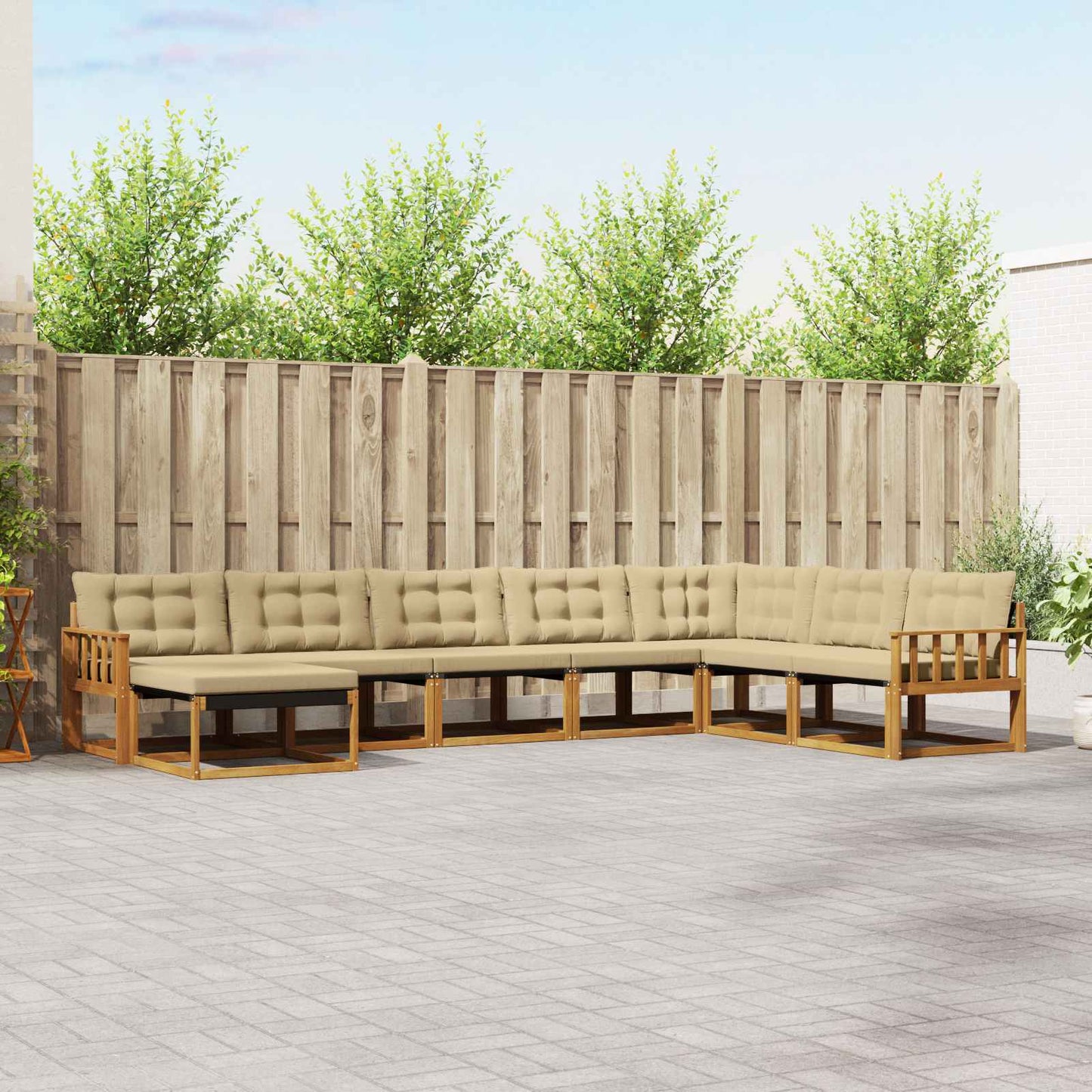 Set di divani da esterno con cuscino 24 pcs Naturale e Beige