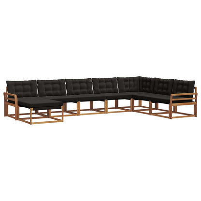 Set di divani da esterno con cuscino 24 pcs Naturale e Nero