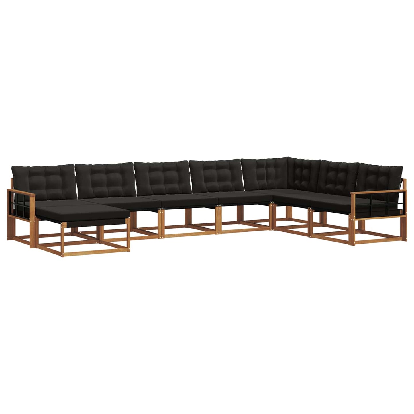 Set di divani da esterno con cuscino 24 pcs Naturale e Nero