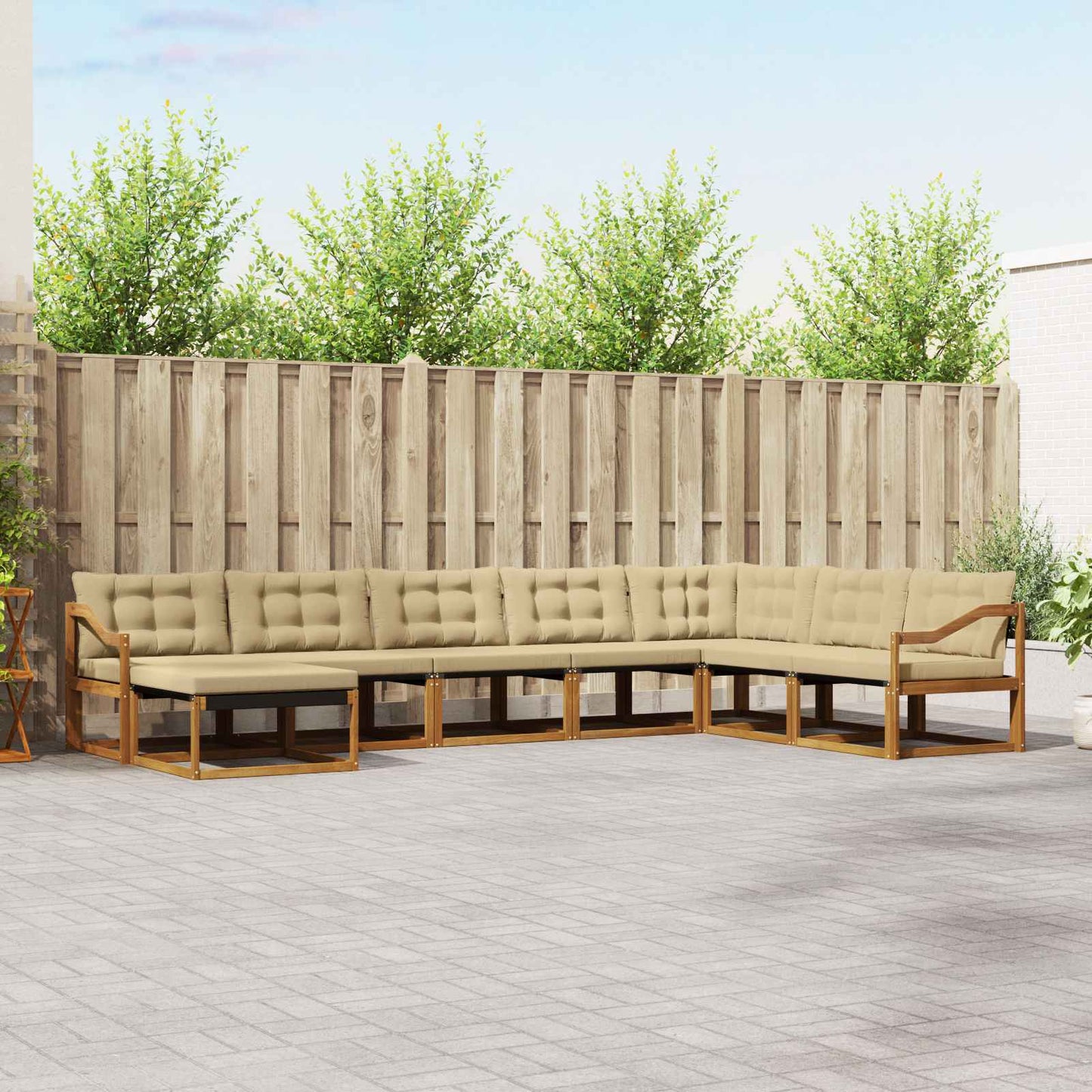 Set di divani da esterno con cuscino 24 pcs Naturale e Beige