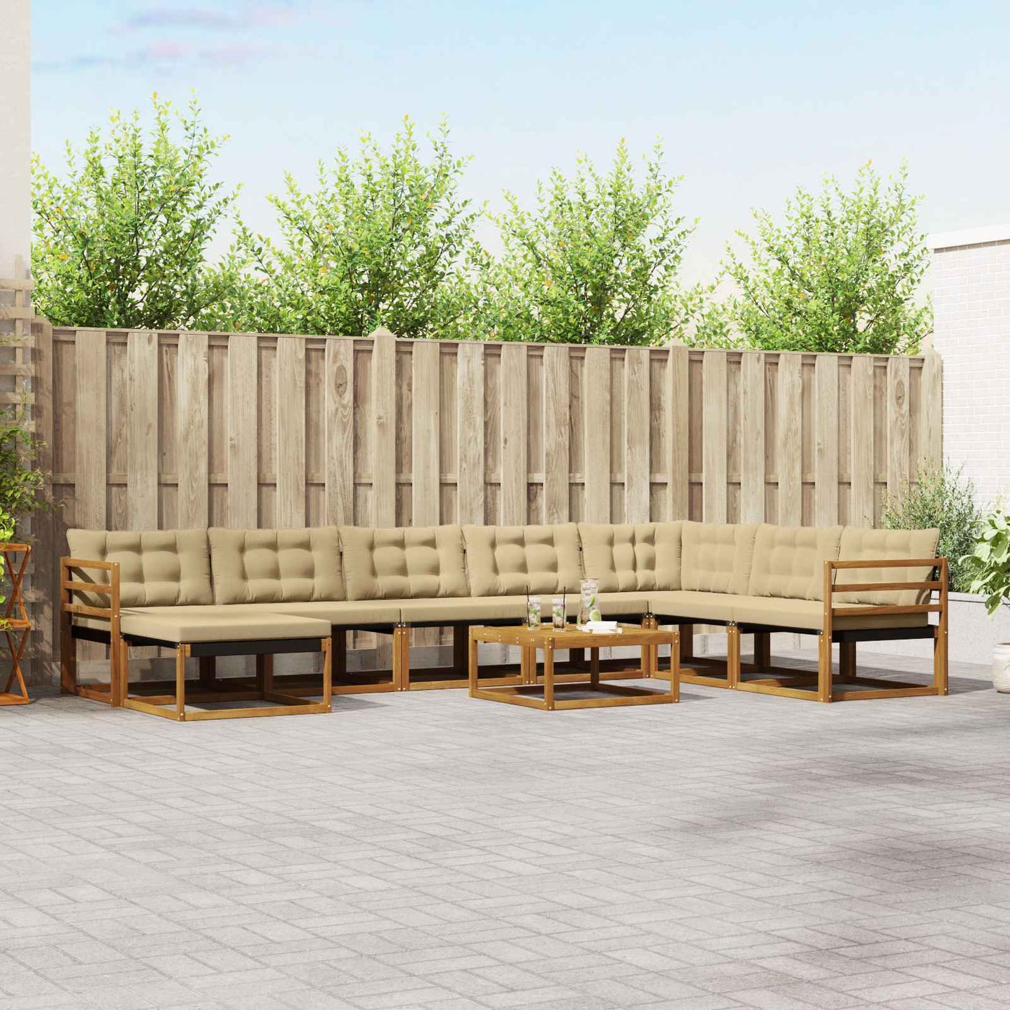 Set di divani da esterno con cuscino 25 pcs Naturale e Beige