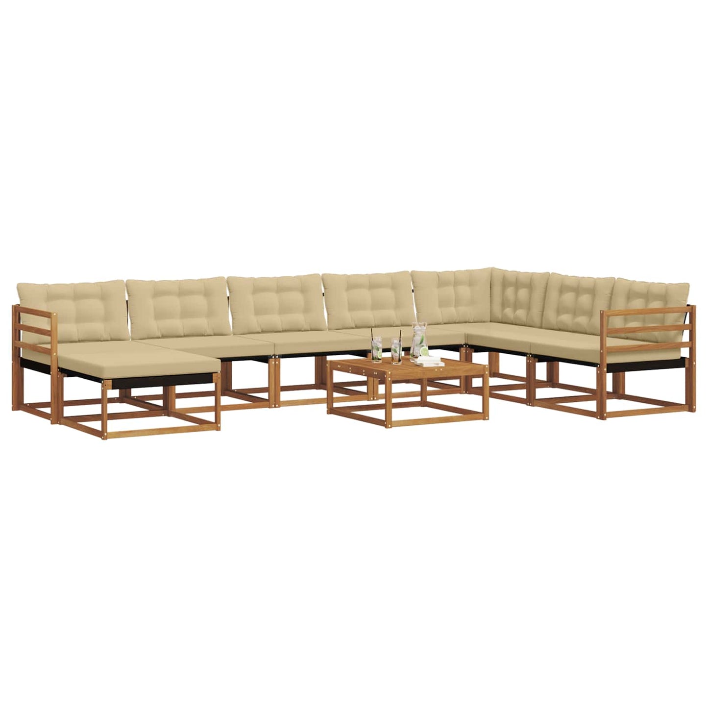 Set di divani da esterno con cuscino 25 pcs Naturale e Beige