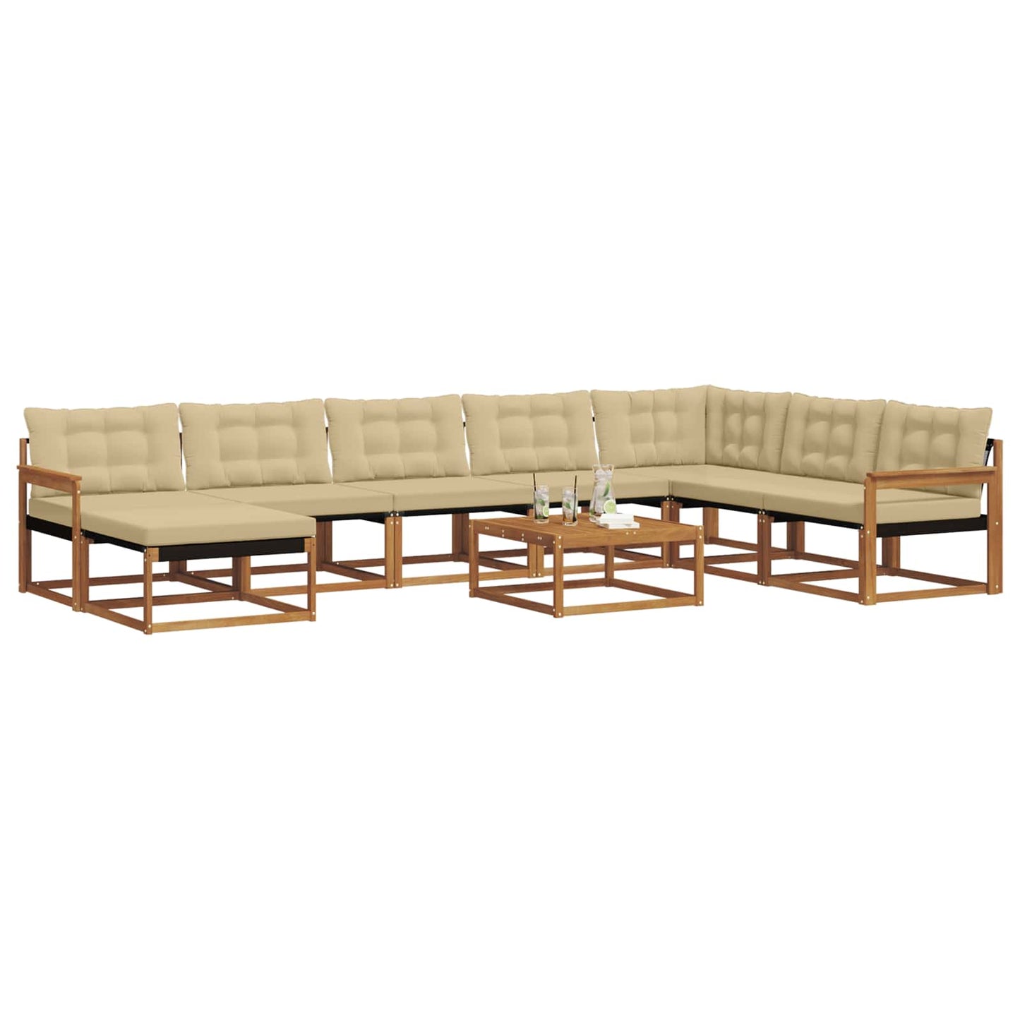 Set di divani da esterno con cuscino 25 pcs Naturale e Beige