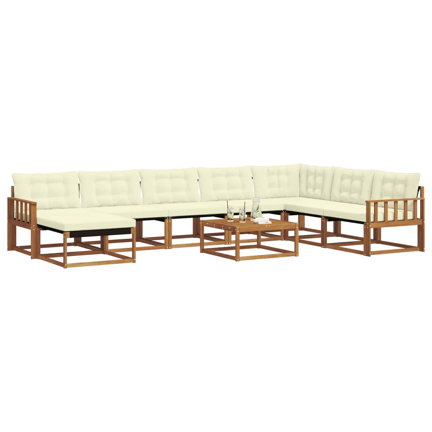Set di divani da esterno con cuscino 25 pcs Naturale e Crema