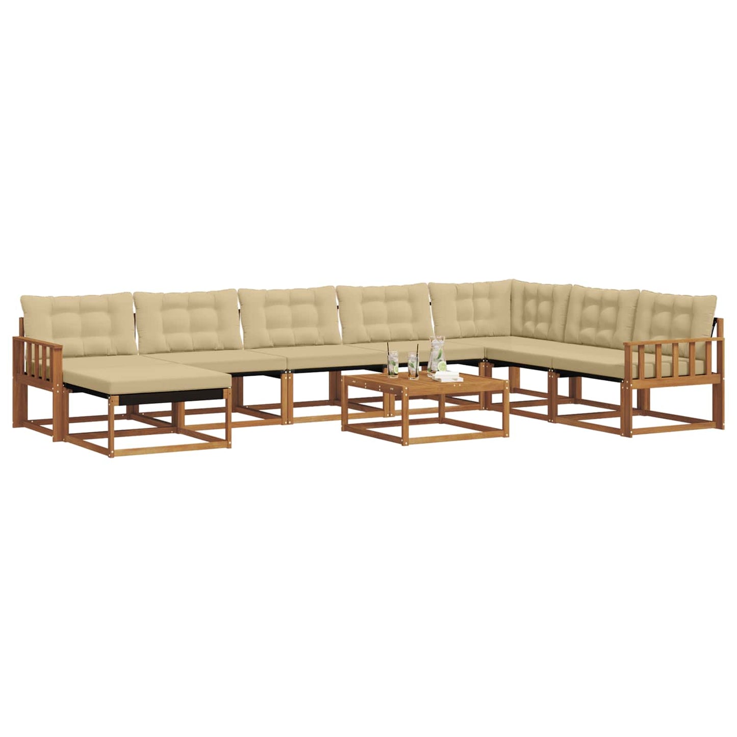Set di divani da esterno con cuscino 25 pcs Naturale e Beige