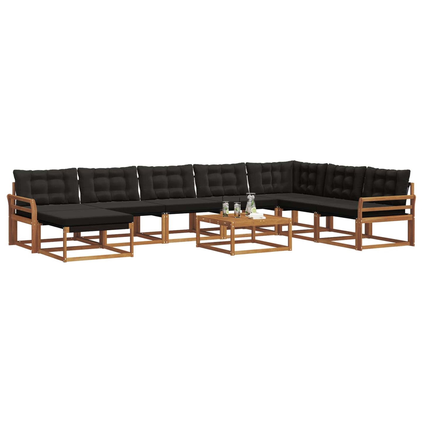 Set di divani da esterno con cuscino 25 pcs Naturale e Nero
