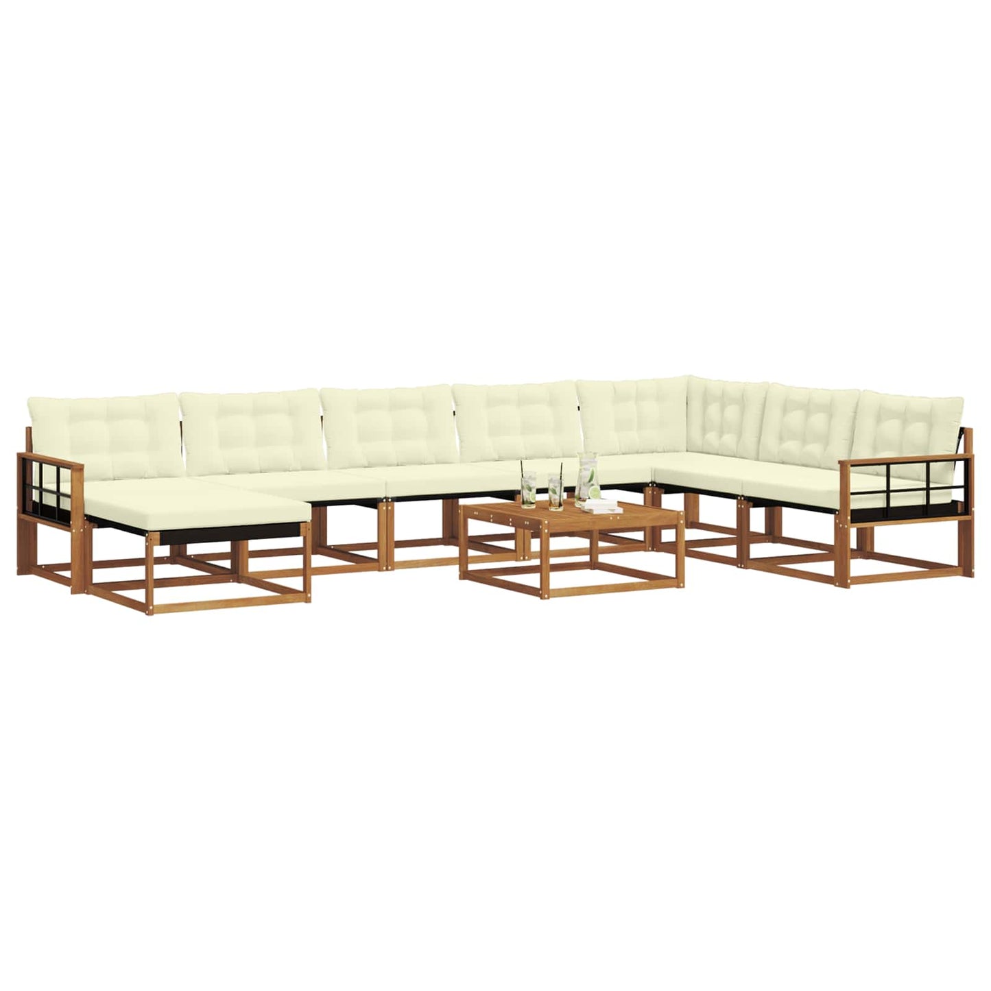 Set di divani da esterno con cuscino 25 pcs Naturale e Crema