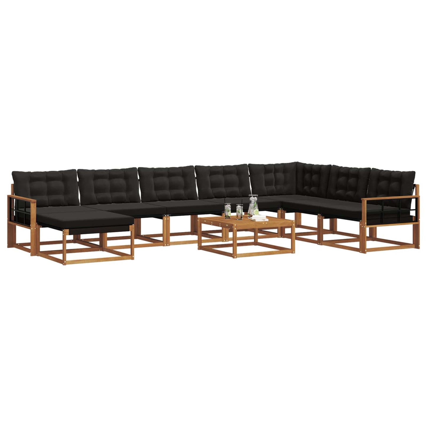 Set di divani da esterno con cuscino 25 pcs Naturale e Nero