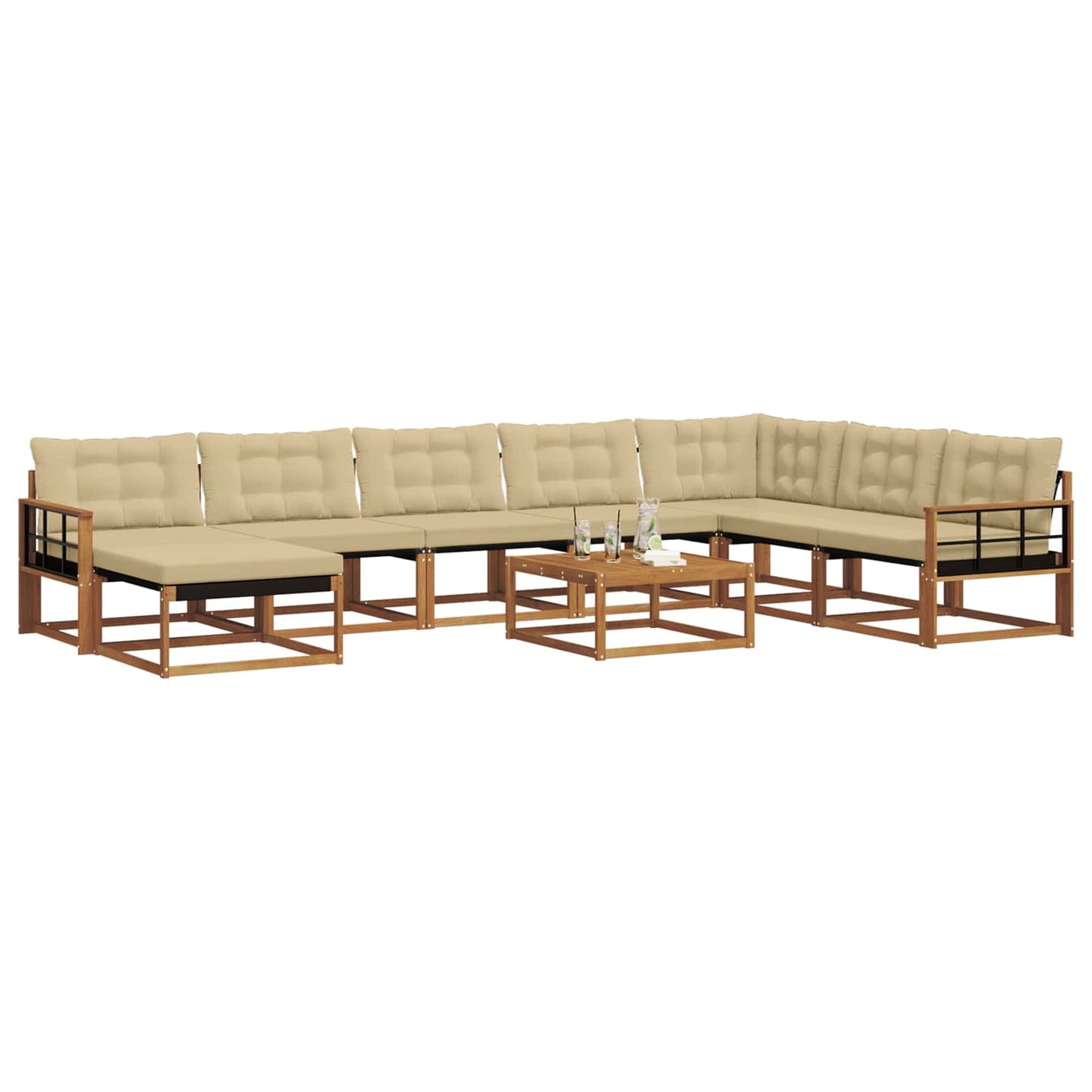 Set di divani da esterno con cuscino 25 pcs Naturale e Beige