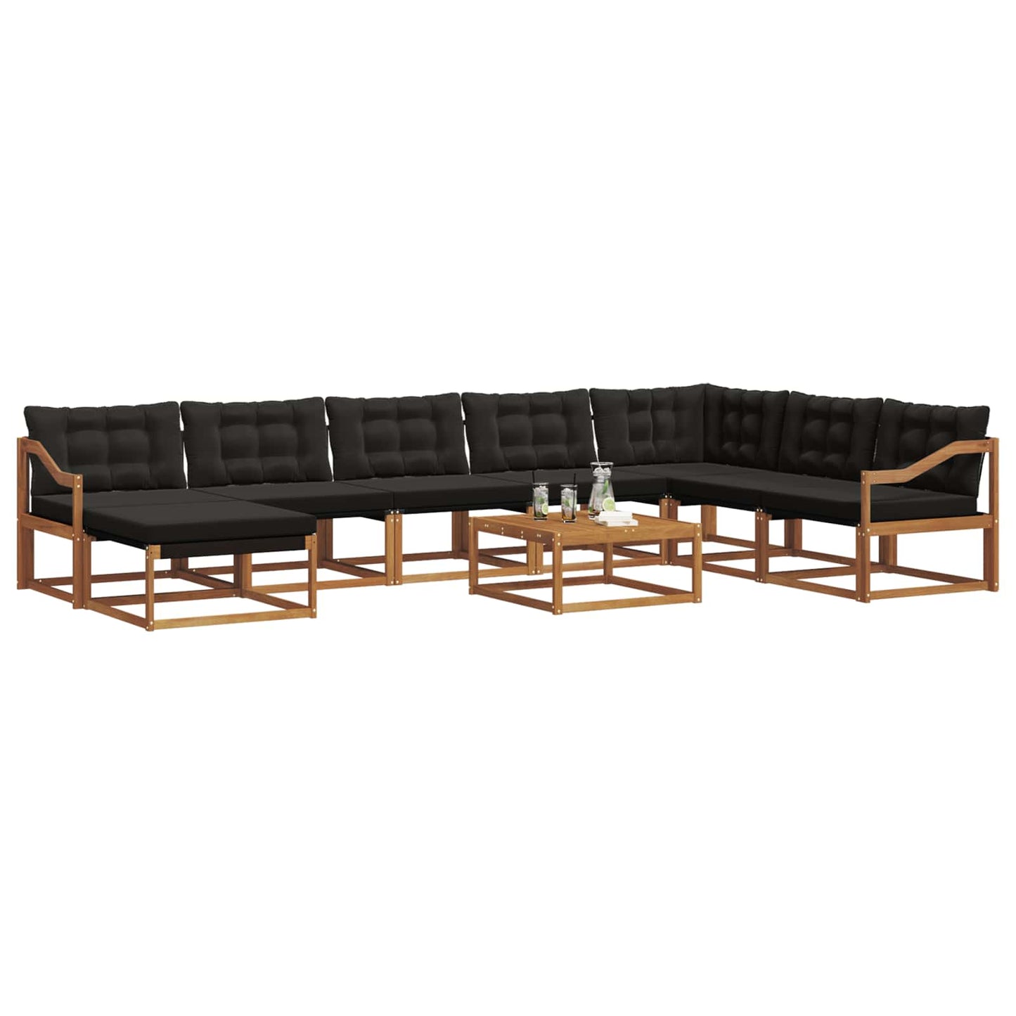 Set di divani da esterno con cuscino 25 pcs Naturale e Nero