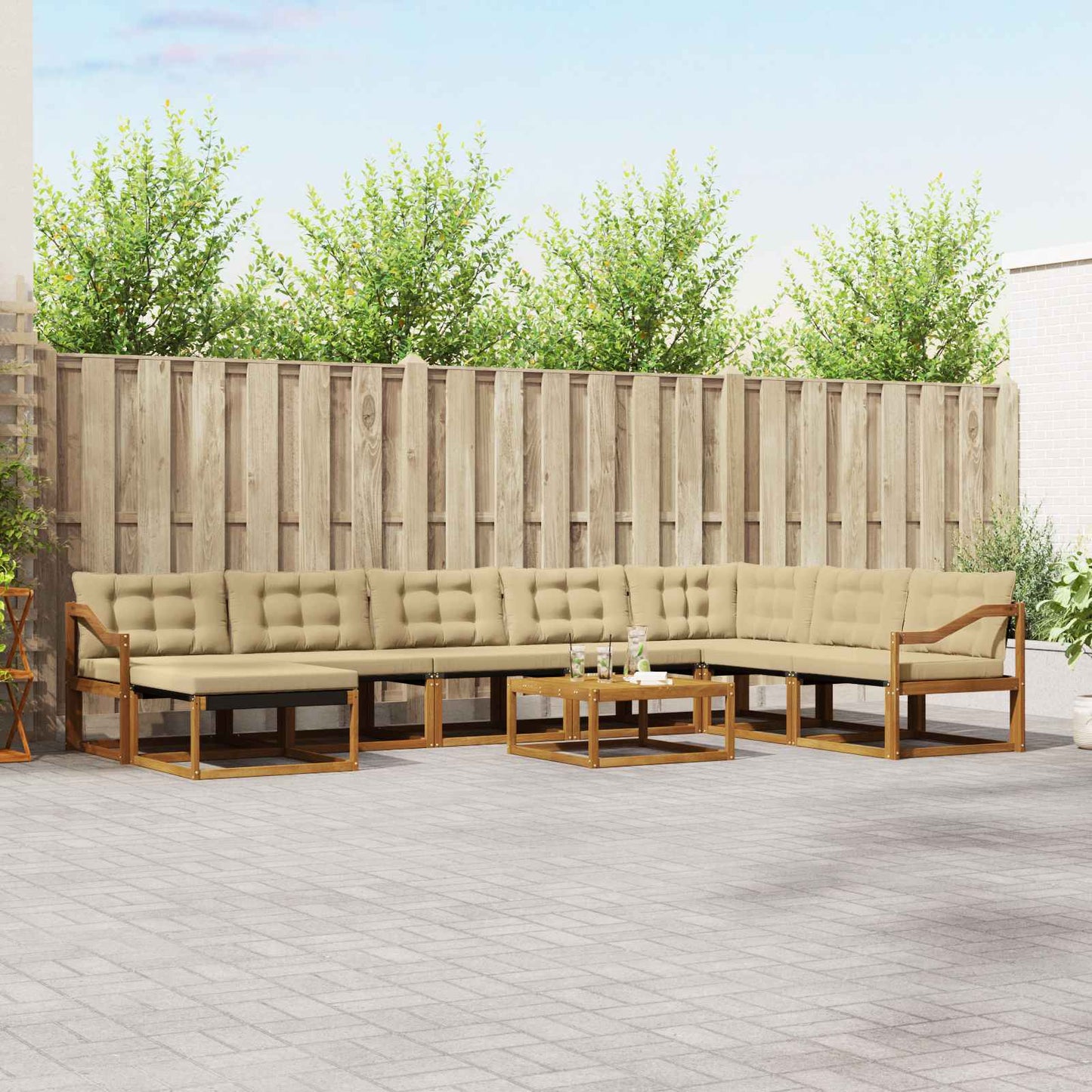 Set di divani da esterno con cuscino 25 pcs Naturale e Beige