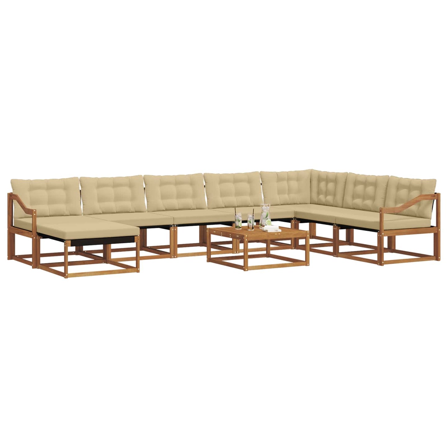 Set di divani da esterno con cuscino 25 pcs Naturale e Beige