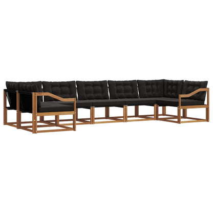 Set di divani da esterno con cuscino 7 pcs Naturale e Nero