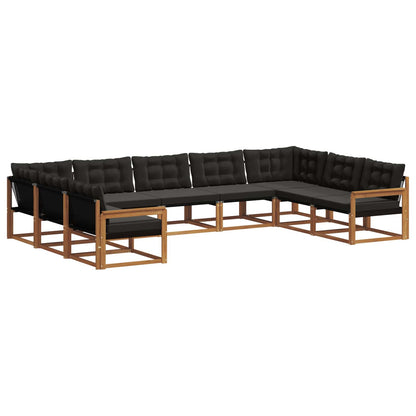 Set di divani da esterno con cuscino 9 pcs Naturale e Nero