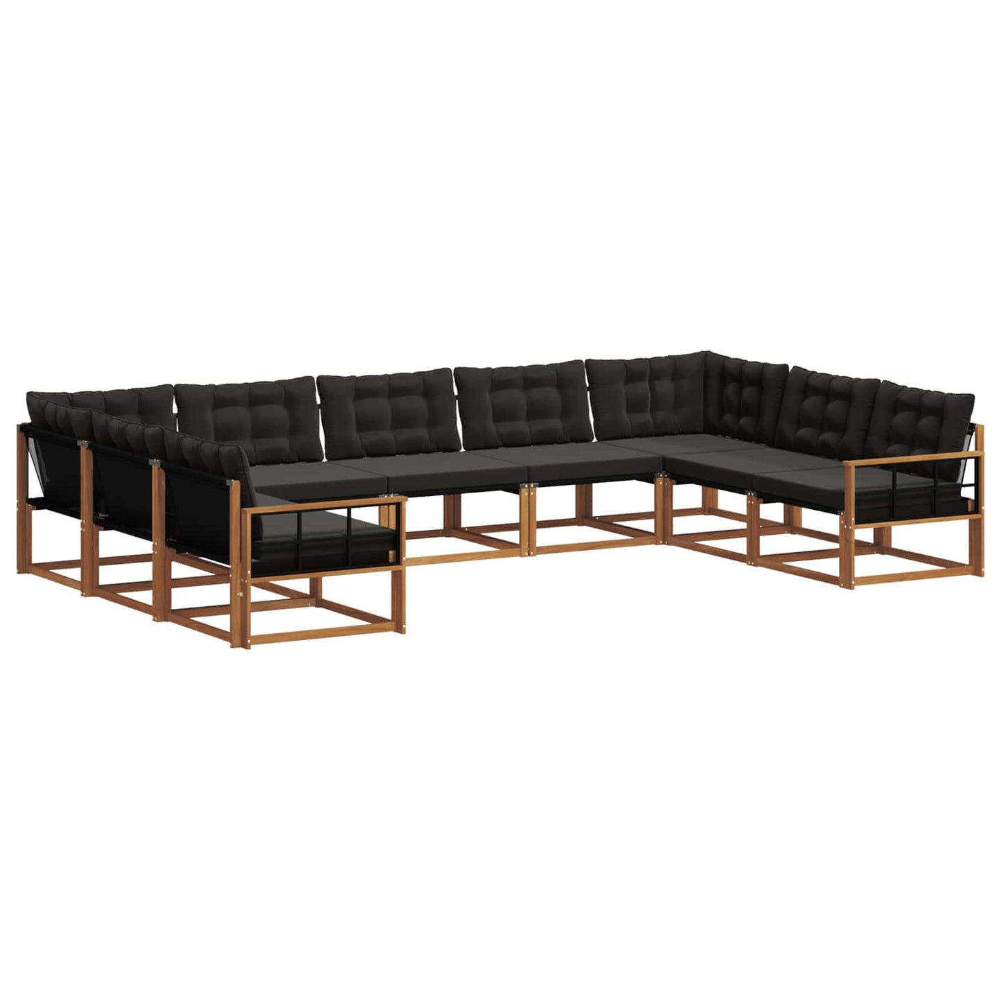 Set di divani da esterno con cuscino 9 pcs Naturale e Nero